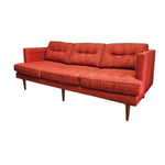 Mid-Century West Elm Peggy Red Fabric Sofa