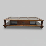 Heritage Solid Wood Multi Panel Low Profile Coffee Table with Drawer