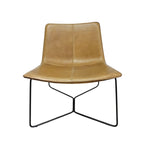 Sleek Mid-Century Sand Leather Lounge Chair