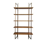 Design Atelier Modern Mahogany and Gold Metal Five-Tier Bookshelf
