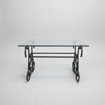 Wrought Iron Scrollwork Glass Top Coffee Table