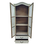 French Provincial Shabby Chic Distressed White Display Cabinet