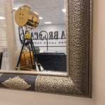 Moroccan Artisan Handcrafted Embossed Metal and Wood Wall Mirror