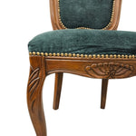 THE One Vintage Style Carved Wood Emerald Green Velvet Dining Chair