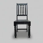 Stately Indian Style Carved Black Wood Dining Chair