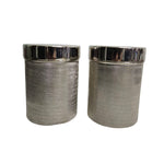 Marina Home Textured Silver Metal Cylindrical Storage Canister
