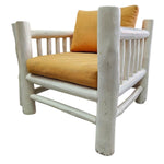 Coastal White Washed Solid Wood Outdoor Lounge Set with Ochre Cushions