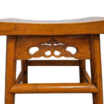 Hand-Painted Floral Oriental Stool with Curved Seat