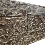 Hand-Carved Vintage Wooden Trunk with Distressed Finish
