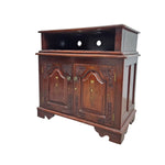 Intricate Brass Inlay Solid Wood Low Media Console Cabinet