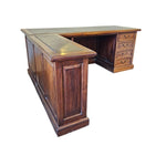 Heritage Solid Wood L-Shape Executive Desk with Leather Top