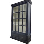 Ethan Allen Midnight Black Glass-Front Library Cabinet