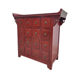 Heritage Oriental Red Lacquer Oriental Multi Drawer Altar Console Table