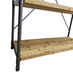 Rugged Industrial Iron Pipe Wood Bookshelf