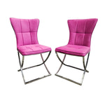 Contemporary Magenta Velvet and Chrome Base Dining Chair