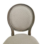 Louis XVI Style Weathered Natural Wood Oval Back Cream Dining Chair