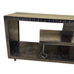 Industrial Style Matte Black Multi-Tiered Wooden TV Console