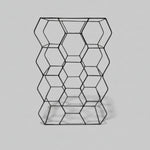 Geometric Black Wire Honeycomb Wine Countertop Metal Rack