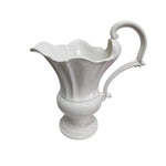 French Provincial White Glazed Scalloped Ceramic Pitcher Vase