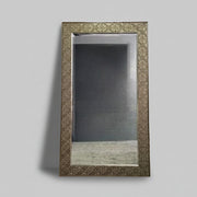 Stately Embossed Silver Leaf Carved Rectangular Wall Mirror