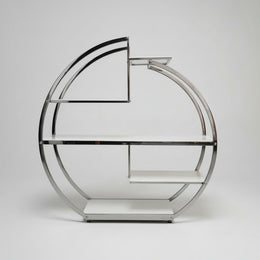 Art Deco Chrome and Glass Circular Display Shelf
