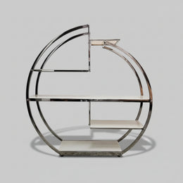 Art Deco Chrome and Glass Circular Display Shelf