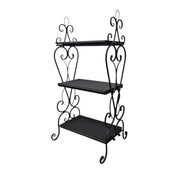 Wrought Iron Three-Tier Scrollwork Display Shelf