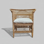 Woven Brown Rattan High Curved Back Accent Armchair