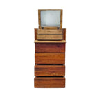 Minimalist Natural Timber Five Drawer Chest with Hidden Vanity Mirror