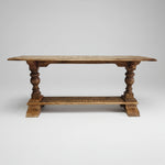 Rustic Solid Wood Trestle Console Table with Turned Legs
