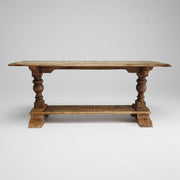 Rustic Solid Wood Trestle Console Table with Turned Legs