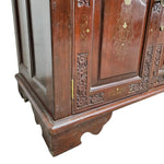 Intricate Brass Inlay Solid Wood Low Media Console Cabinet