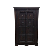 Ornate Dark Wood Cabinet with Metal Accents