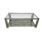 Sculptural Chrome and Glass Two Tier Rectangular Coffee Table
