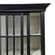 Ethan Allen Midnight Black Glass-Front Library Cabinet