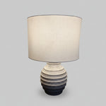 2XL Retro Style Ribbed Two Tone Ceramic Table Lamp with Drum Shade