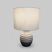 2XL Retro Style Ribbed Two Tone Ceramic Table Lamp with Drum Shade