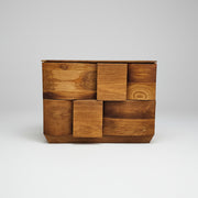 Sculptural Geometric Solid Wood Multi-Level Two-Drawer Nightstand
