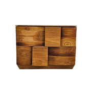 Sculptural Geometric Solid Wood Multi-Level Two-Drawer Nightstand