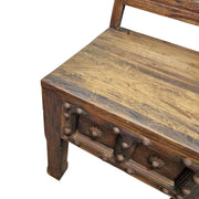Medieval Style Teakwood Dining Table and Six Panel Back Chairs Set