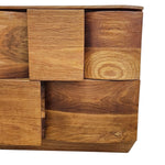 Sculptural Geometric Solid Wood Multi-Level Two-Drawer Nightstand