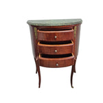 Grand Louis XVI Style Green Marble Top Demilune Commode