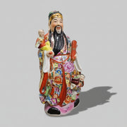 Vibrant Hand-Painted Chinese Famille Rose Fu Lu Shou Statue