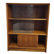 Mid-Century Modern Teak Display Cabinet with Sliding Glass