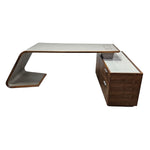 Al Huzaifa Arthur Modern Style Walnut Executive Desk with Grey Leather Top