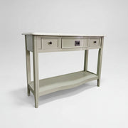 Elegant Sage Bow-Front Console Table with Open Shelving