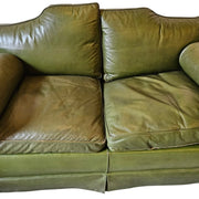 Vintage Moss Green Genuine Leather 2 Seater Sofa