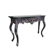 Upcycled Baroque Style Hand Carved Black Console Table
