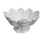 Contemporary Scalloped White Ceramic Footed Centerpiece Bowl
