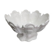 Contemporary Scalloped White Ceramic Footed Centerpiece Bowl